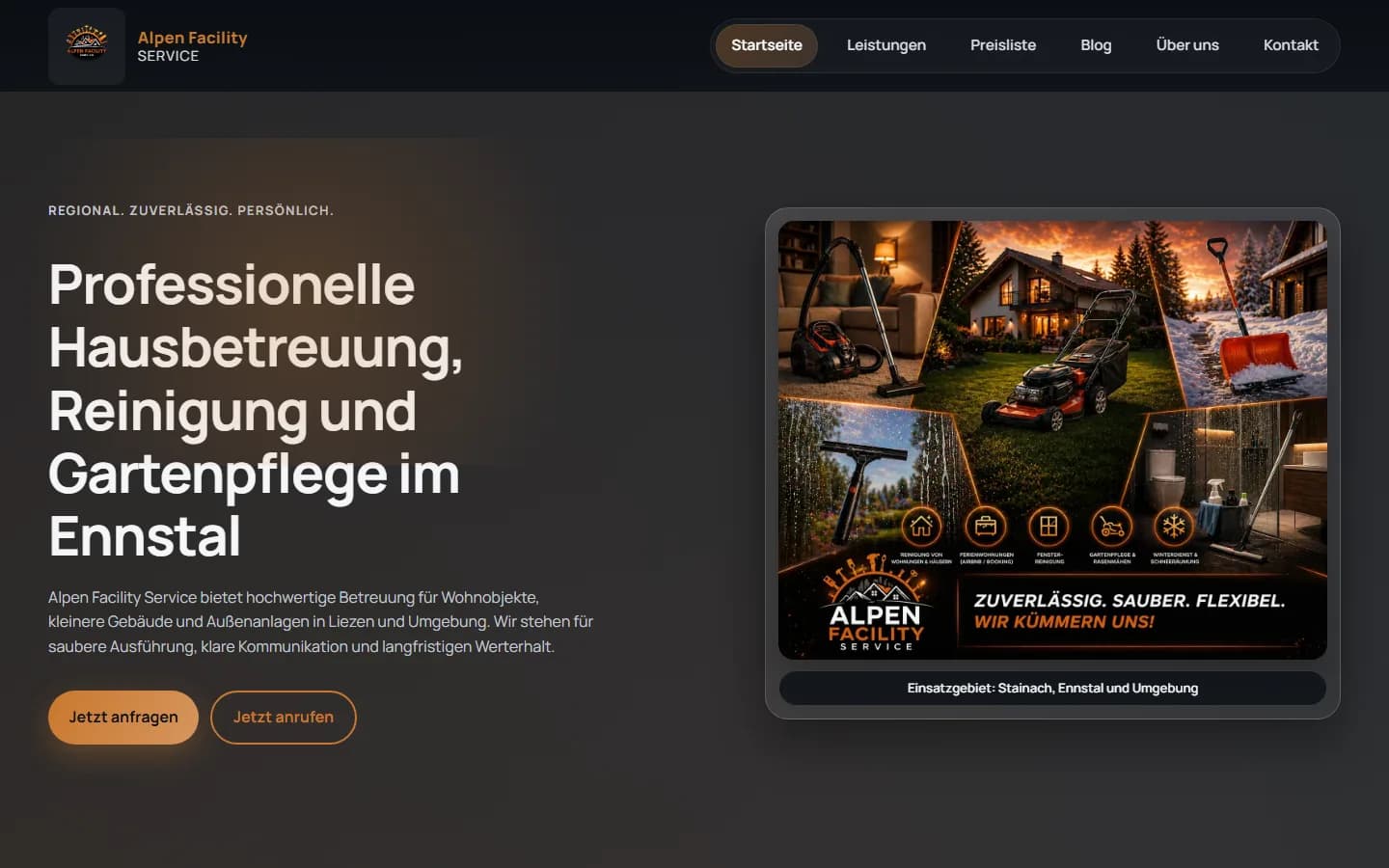 Website von Alpen Facility Service