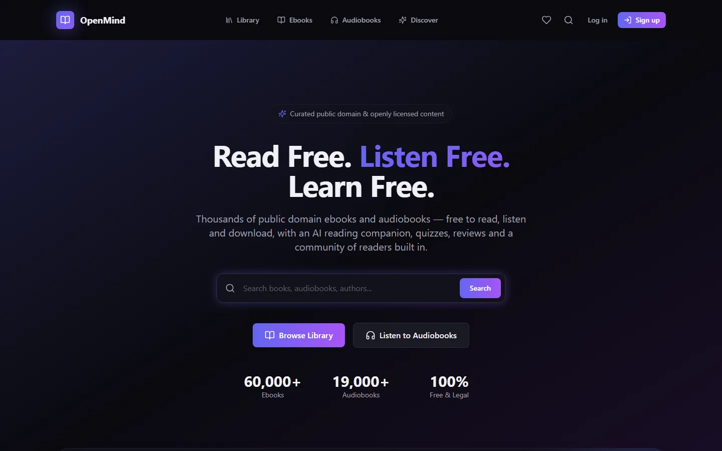 Startseite der OpenMind Library